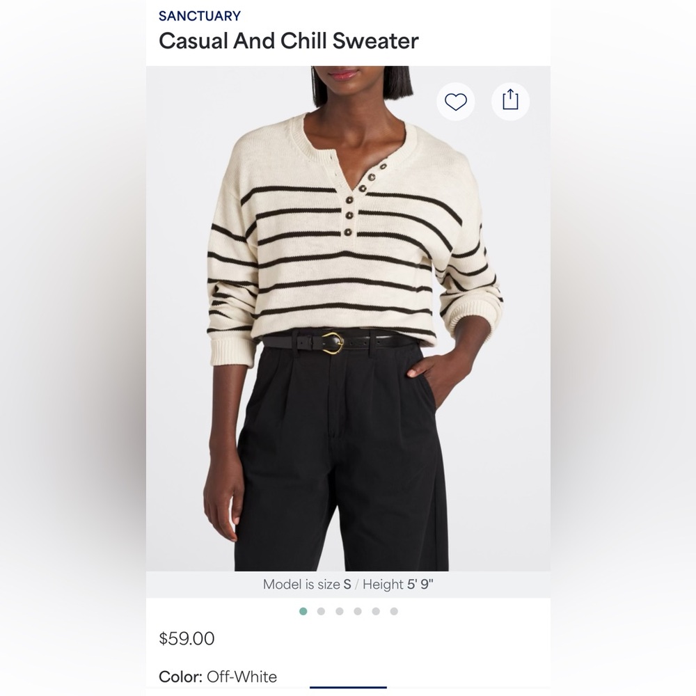 Sanctuary Casual and Chill Sweater- Off-White, Large